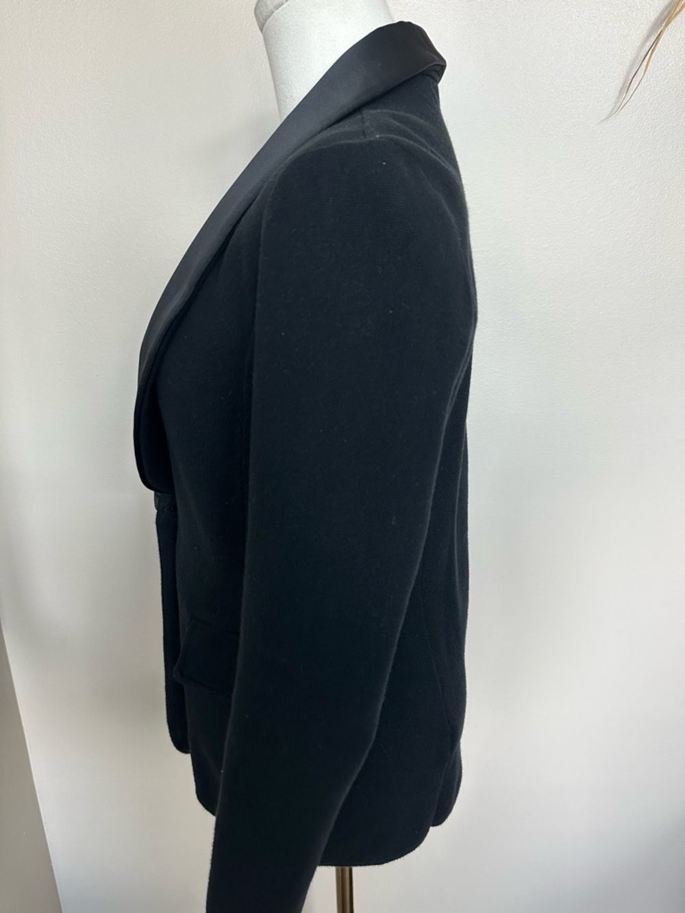 Lauren Ralph Lauren Black Tuxedo Knit Sweater Blazer S Quiet Luxury Coquette - Picture 3 of 5